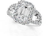 Platinum Emerald Cut Cut Diamond Halo Engagement Ring with Open Split Pavé Band_14