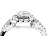 Platinum Emerald Cut Cut Diamond Halo Engagement Ring with Open Split Pavé Band_17