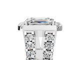 Platinum Emerald Cut Cut Halo Split Shank Prong Set Ring_12