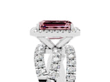 Platinum Emerald Cut Cut Halo Split Shank Prong Setting Ring_23