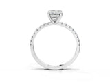 Platinum Emerald Cut Diamond Brilliant Solitaire Ring with Pavé Band and Four-Prong Setting_15