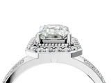 Platinum Emerald Cut Diamond Double Halo Ring with Split Shank and Four-Prong Setting_23