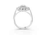 Platinum Emerald Cut Diamond Floral Double Halo Engagement Ring with Prong Setting_70