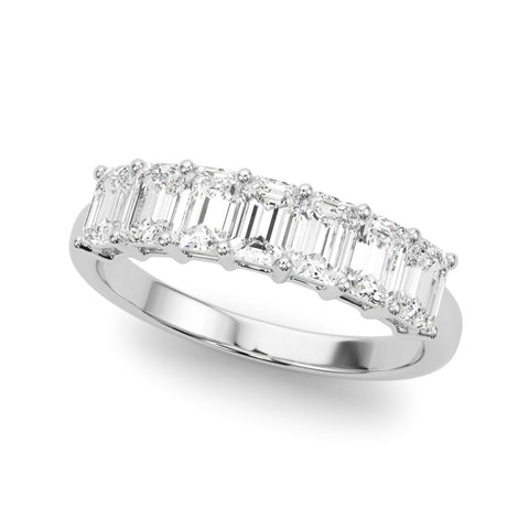 Platinum Emerald Cut Diamond Half Eternity Band with Prong Setting 1