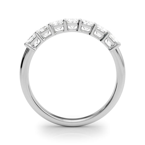 Platinum Emerald Cut Diamond Half Eternity Band with Prong Setting