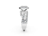 Platinum Emerald Cut Diamond Halo Ring with Round Split Shank and Prong Setting_22