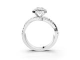 Platinum Emerald Cut Diamond Halo Ring with Round Split Shank and Prong Setting_23