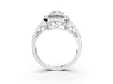 Platinum Emerald Cut Diamond Halo Ring with Split Shank and Bezel Accents and Prong Setting_16