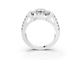 Platinum Emerald Cut Diamond Halo Split Shank Prong Set Ring_46