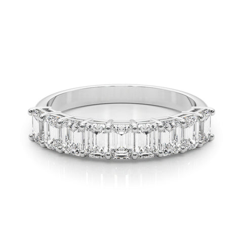 Platinum Emerald Cut Diamond Prong Set Eternity Band 2