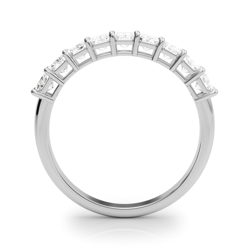 Platinum Emerald Cut Diamond Prong Set Eternity Band