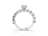 Platinum Emerald Cut Diamond Side Stone Engagement Ring with Four-Prong Setting_15
