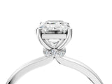 Platinum Emerald Cut Diamond Solitaire Ring with Classic Band and Four-Prong Setting_11