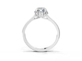 Platinum Emerald Cut Diamond Solitaire Ring with Flower Prong Setting and Classic Band_19