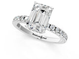 Platinum Emerald Cut Diamond Solitaire Ring with Round  Pavé Band and Four-Prong Setting_38