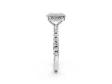 Platinum Emerald Cut Diamond Solitaire Ring with Round  Pavé Band and Four-Prong Setting_39