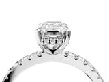 Platinum Emerald Cut Diamond Solitaire Ring with Round  Pavé Band and Four-Prong Setting_41