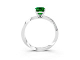 Platinum Emerald Cut Emerald Engagement Ring with Side Stone Accents and Four-Prong Setting_15