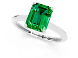 Platinum Emerald Cut Emerald Solitaire Engagement Ring with Classic Band and Four-Prong Setting_13