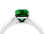 Platinum Emerald Cut Emerald Solitaire Engagement Ring with Classic Band and Four-Prong Setting_16