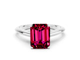 Platinum Emerald Cut Garnet Solitaire Engagement Ring with Cathedral Setting and Four-Prong Mount_12