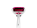 Platinum Emerald Cut Garnet Solitaire Engagement Ring with Classic Band and Four-Prong Setting_17