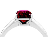 Platinum Emerald Cut Garnet Solitaire Engagement Ring with Classic Band and Four-Prong Setting_28