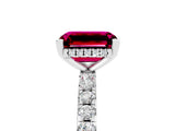 Platinum Emerald Cut Garnet Solitaire Ring with Round  Pavé Band and Four-Prong Setting_29