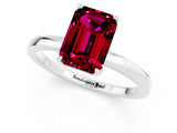 Platinum Emerald Cut Garnet Solitaire Ring with Thin Band and Prong Setting_43