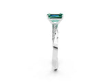 Platinum Emerald Cut Green Sapphire Engagement Ring with Side Stone Accents and Four-Prong Setting_26