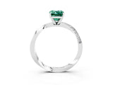 Platinum Emerald Cut Green Sapphire Engagement Ring with Side Stone Accents and Four-Prong Setting_27