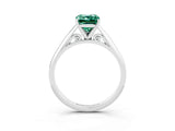 Platinum Emerald Cut Green Sapphire Solitaire Engagement Ring with Cathedral Setting and Four-Prong Mount_15
