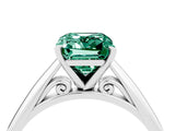 Platinum Emerald Cut Green Sapphire Solitaire Engagement Ring with Cathedral Setting and Four-Prong Mount_16