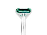 Platinum Emerald Cut Green Sapphire Solitaire Engagement Ring with Cathedral Setting and Four-Prong Mount_17