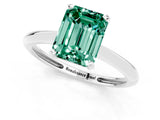 Platinum Emerald Cut Green Sapphire Solitaire Engagement Ring with Classic Band and Four-Prong Setting_13