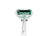 Platinum Emerald Cut Green Sapphire Solitaire Engagement Ring with Classic Band and Four-Prong Setting_17