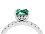 Platinum Emerald Cut Green Sapphire Solitaire Ring with Round  Pavé Band and Four-Prong Setting_28