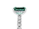 Platinum Emerald Cut Green Sapphire Solitaire Ring with Round  Pavé Band and Four-Prong Setting_29