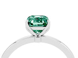 Platinum Emerald Cut Green Sapphire Solitaire Ring with Thin Band and Prong Setting_46