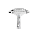 Platinum Emerald Cut Halo Bezel Diamond Pave Band Ring_18