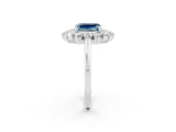Platinum Emerald Cut Halo Cluster Diamond Ring with Pave Band and Four-Prong Setting_37