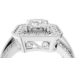Platinum Emerald Cut Halo Diamond Engagement Ring with Pave Split Shank and Four-Prong Setting_11