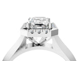 Platinum Emerald Cut Halo Solitaire Engagement Ring with Square Band and Four-Prong Setting_28