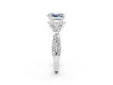 Platinum Emerald Cut Moissanite  Halo Twist Band Solitaire Prong Setting Ring_26