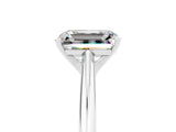 Platinum Emerald Cut Moissanite Solitaire Engagement Ring with Cathedral Setting and Four-Prong Mount_17