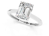 Platinum Emerald Cut Moissanite Solitaire Engagement Ring with Classic Band and Four-Prong Setting_13