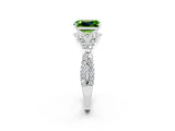 Platinum Emerald Cut Peridot  Halo Twist Band Solitaire Prong Setting Ring_26