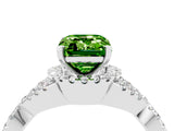 Platinum Emerald Cut Peridot  Halo Twist Band Solitaire Prong Setting Ring_28
