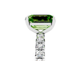 Platinum Emerald Cut Peridot Pavé Solitaire Ring with Round Band and Prong Setting_47