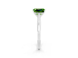 Platinum Emerald Cut Peridot Solitaire Engagement Ring with Cathedral Setting and Four-Prong Mount_2
